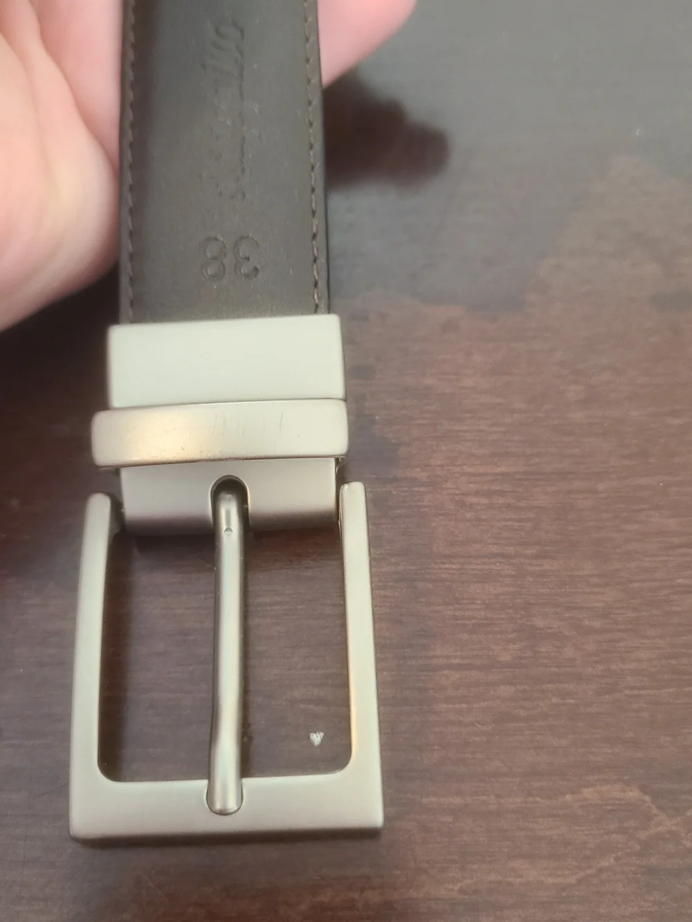 Scappino Men's Black Leather Belt with Silver Buckle Size 38